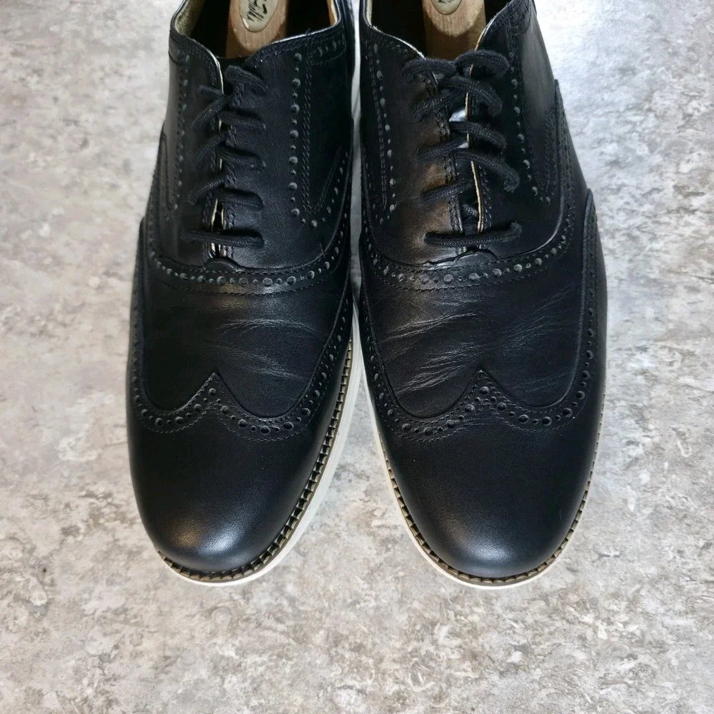 Cole Haan Original Grand Wingtip Oxford Black White Sole Mens Size 11.5 M